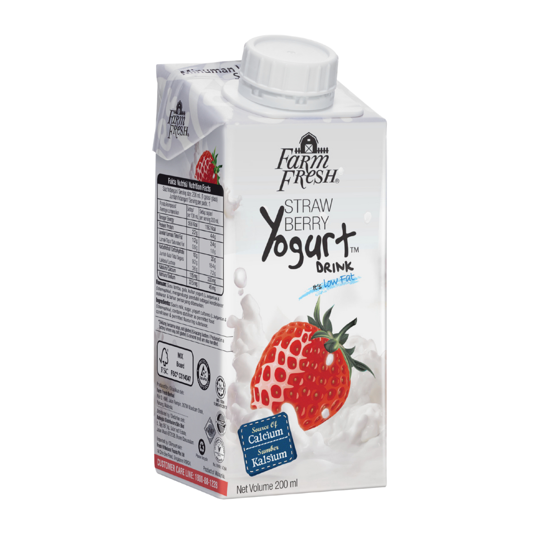 UHT Yogurt Drink Strawberry 200ml Side View