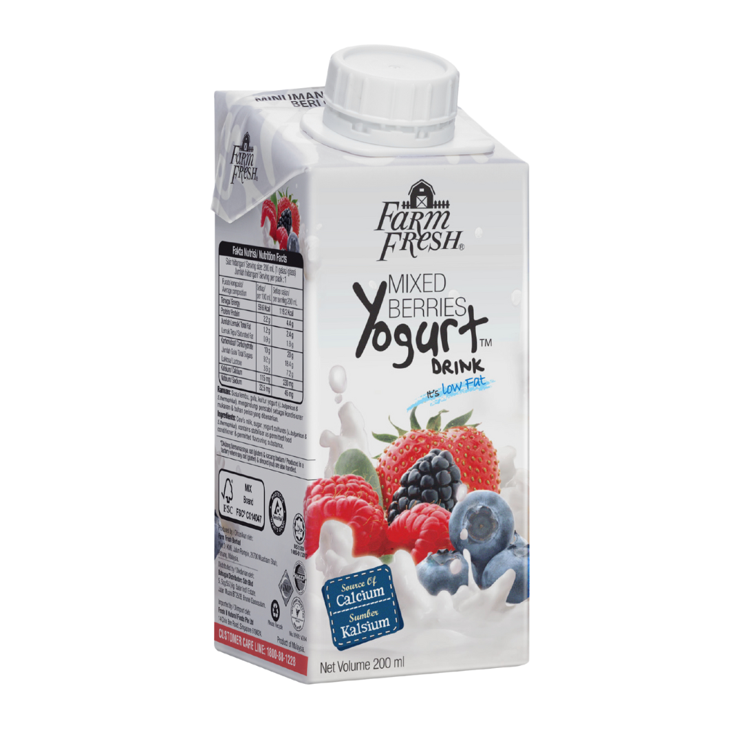 UHT Yogurt Drink Mix Berries 200ml Side View